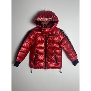 Rockstar Original Boys 8 Metallic Red Puffer Jacket Hooded Streetwear Coat